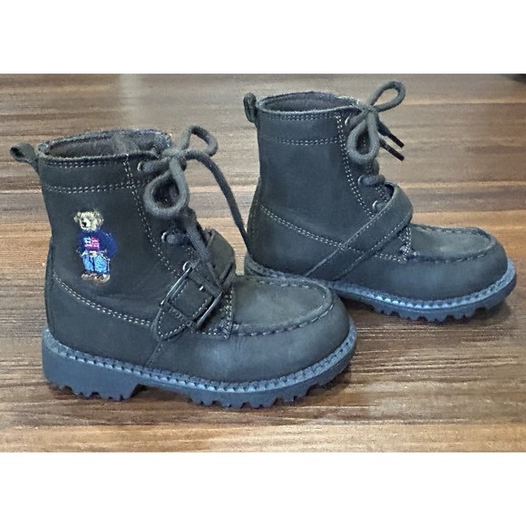 Ralph Lauren Polo Bear Ranger HI II Boots Leather Dark Brown Boys Size 8 M New - Picture 9 of 16